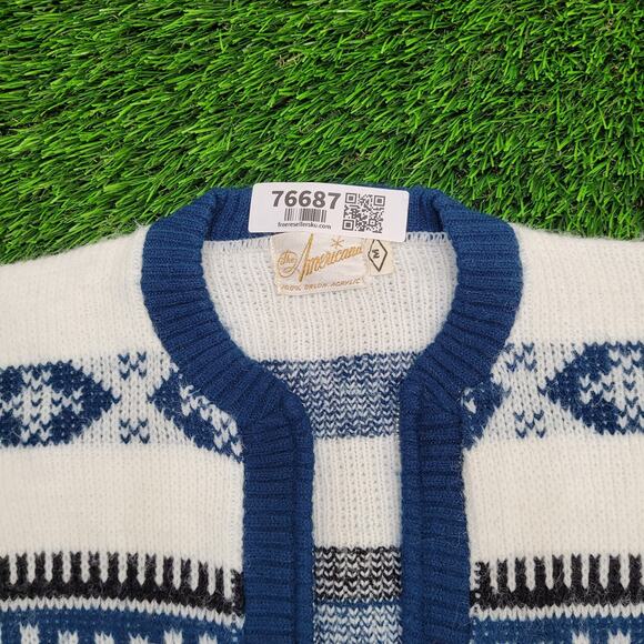 Vintage 80s Native-American Zip Sweater S/M 20x24 Tribal - Picture 10 of 10